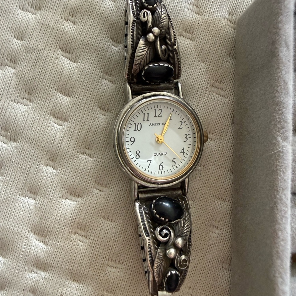 Navajo black onyx watch